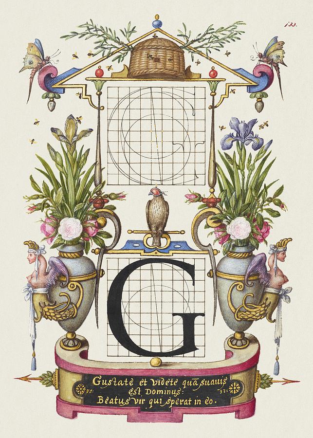 Guide for Constructing the Letter G from Mira Calligraphiae Monumenta or The Model Book of Calligrap Painting by Les Classics