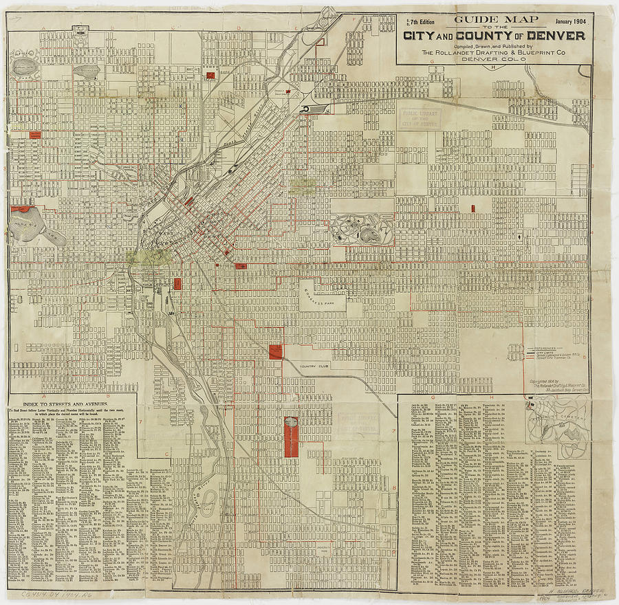 Guide map to the city and county of Denver Painting by Artistic Panda ...