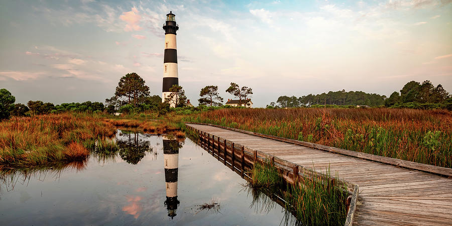 Guiding Light On The Outer Banks - Bodie Island Lighthouse Panorama 