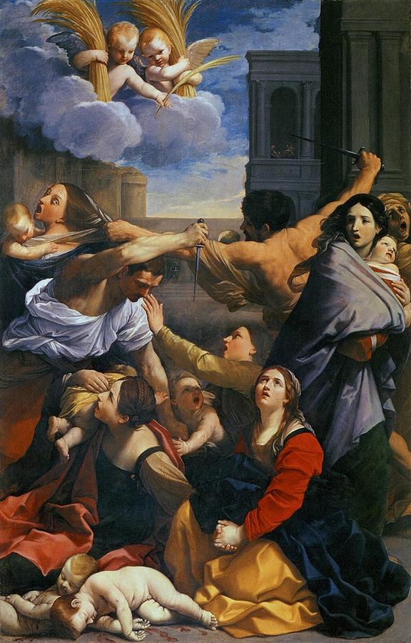 Guido Reni - Massacre of the Innocents Painting by Les Classics