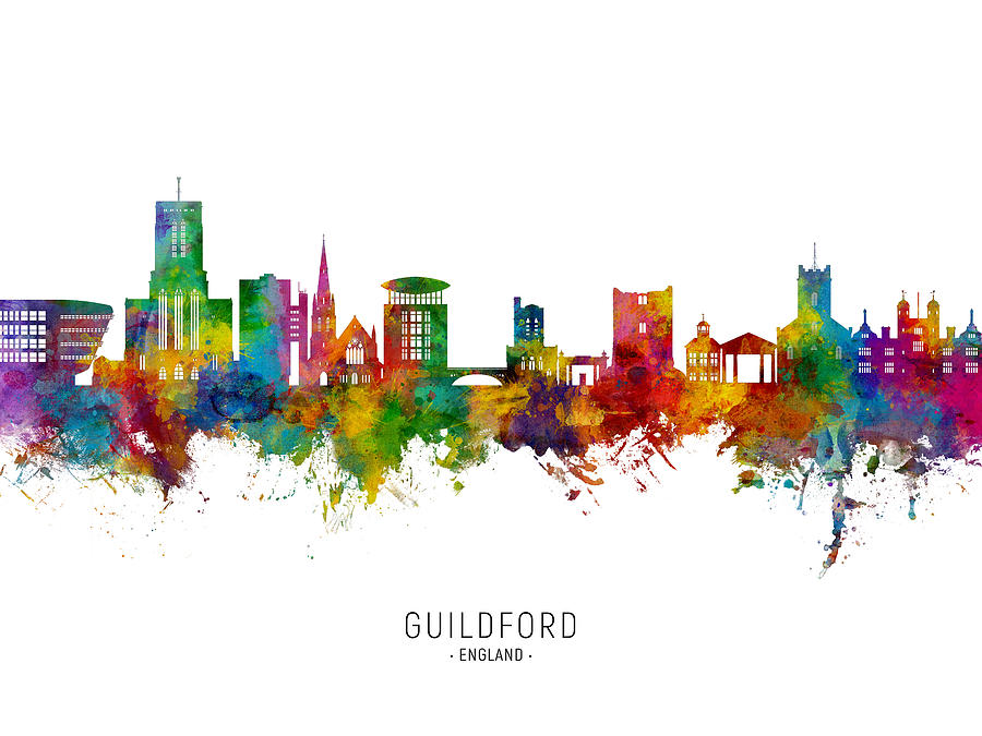 Guildford England Skyline #29 Digital Art by Michael Tompsett