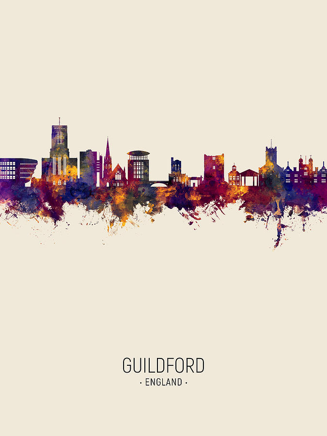 Guildford England Skyline #52 Digital Art by Michael Tompsett