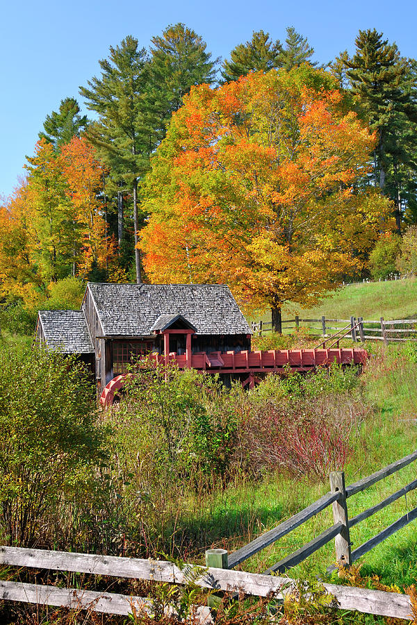 Guildhall Gristmill with Autumn Foliage Photograph by Luke Moore