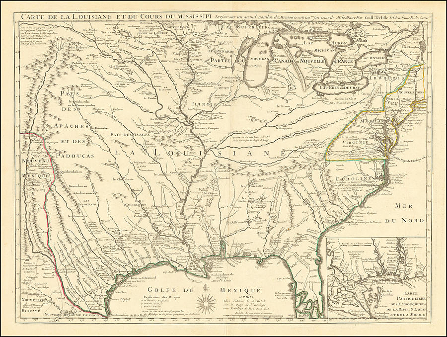 Guillaume De Lsle Title Carte De La Louisiane Et Du Cours Du Mississipi 