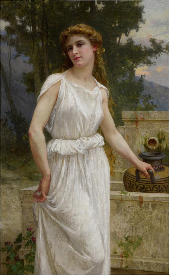 Guillaume Seignac French 1870 - 1924 A La Fontaine Painting By Arpina 