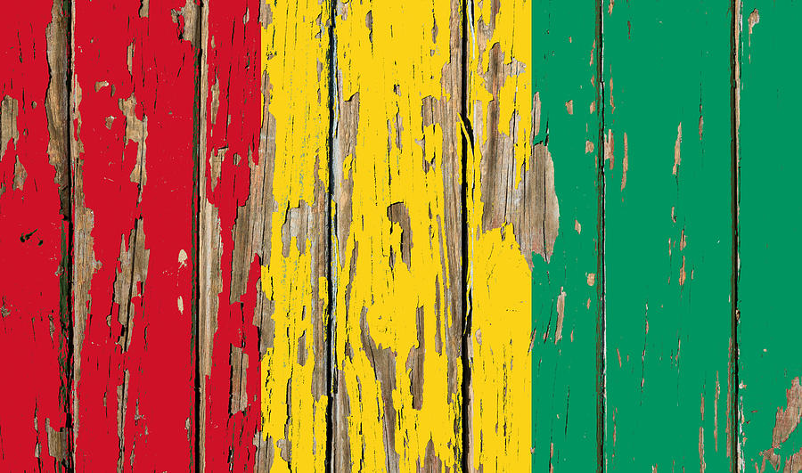 Guinea Flag Peeling Paint Distressed Barnwood Mixed Media