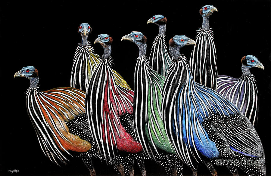 Guinea Fowl Humor 2 Painting by Cynthie Fisher