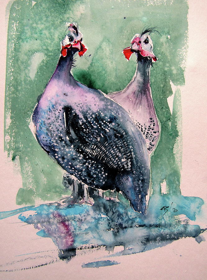 Guinea fowl Painting by Kovacs Anna Brigitta