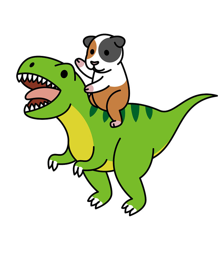 Guinea Pig Riding T-Rex Dinosaur Digital Art by Jeff Chen - Fine Art ...