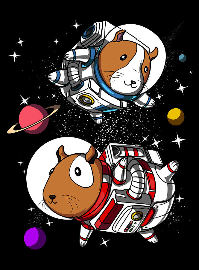 Cute Guinea Pig Digital Art - Guinea Pig Space Astronauts by Nikolay Todorov
