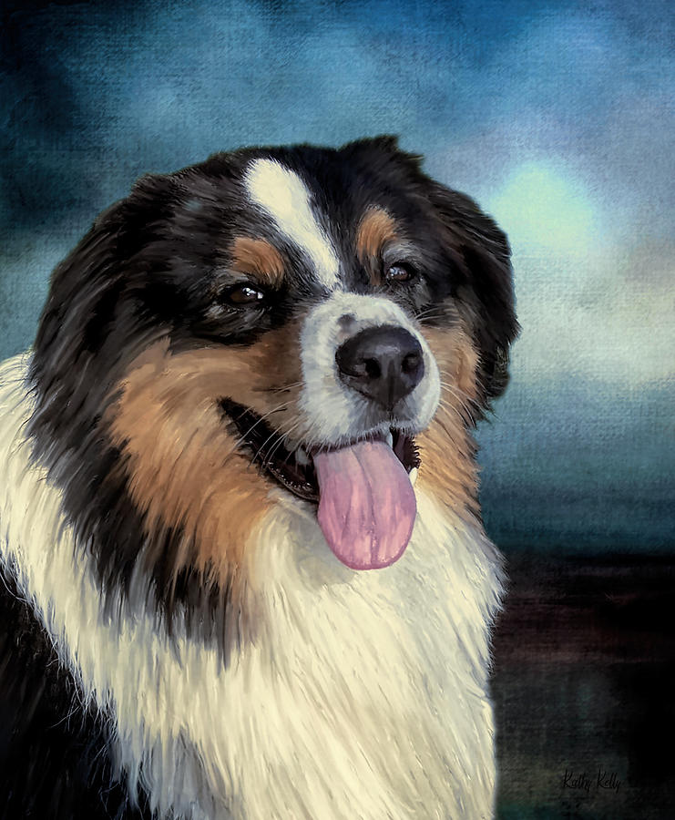 Guinness the Aussie Shepherd Mixed Media by Kathy Kelly