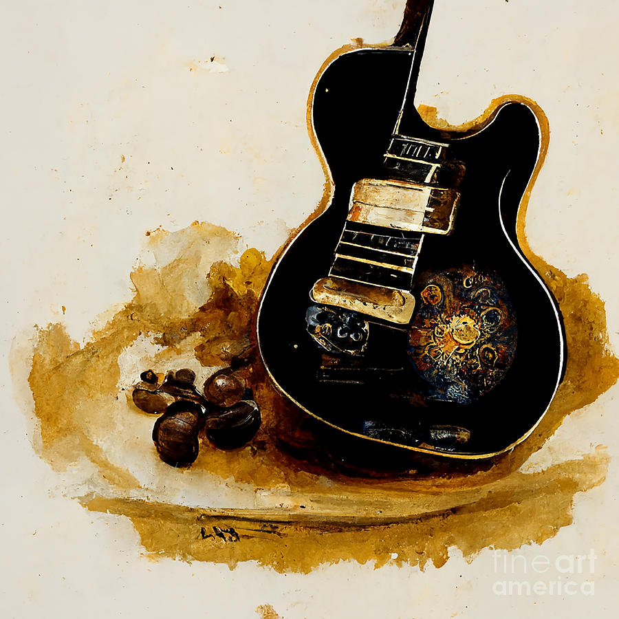 Guitar art 0918b Digital Art by Howard Roberts