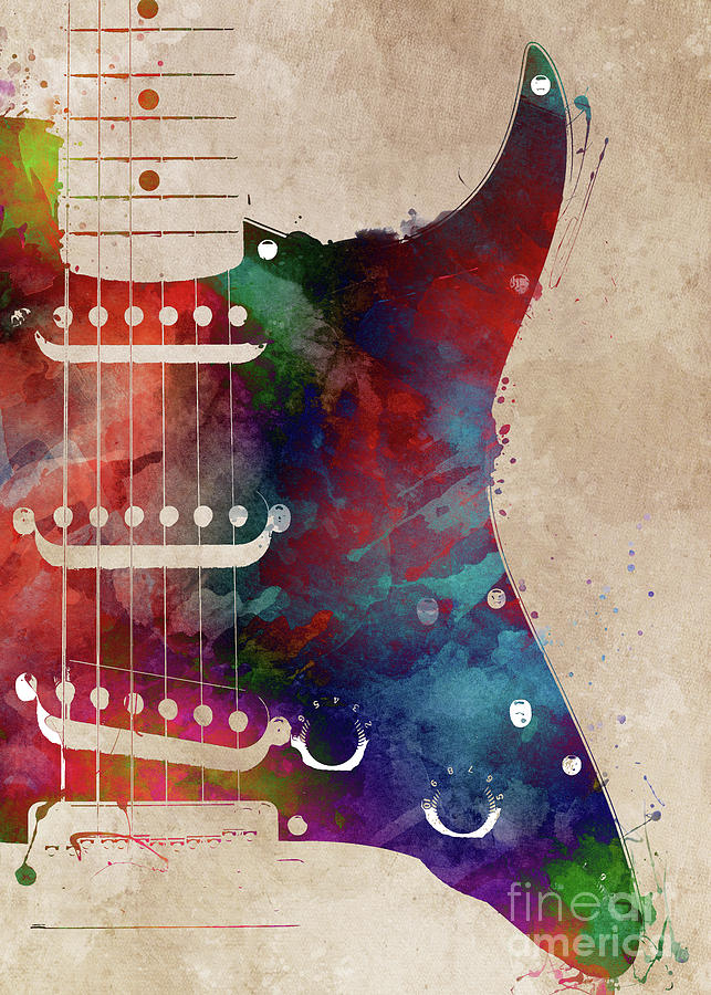 Guitar art 16 #guitar #music Digital Art by Justyna Jaszke JBJart