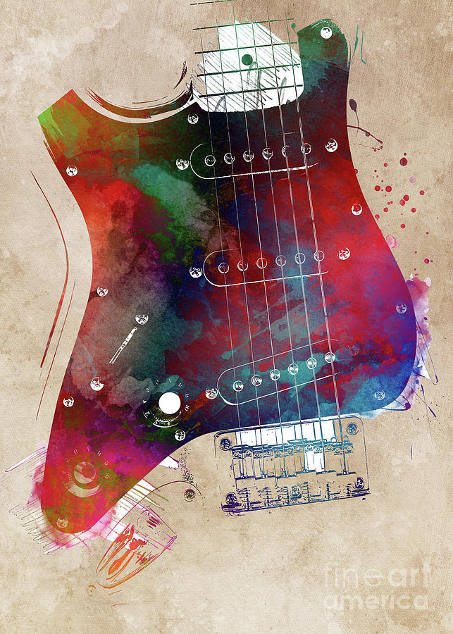 Guitar art 20 #guitar #music Digital Art by Justyna Jaszke JBJart