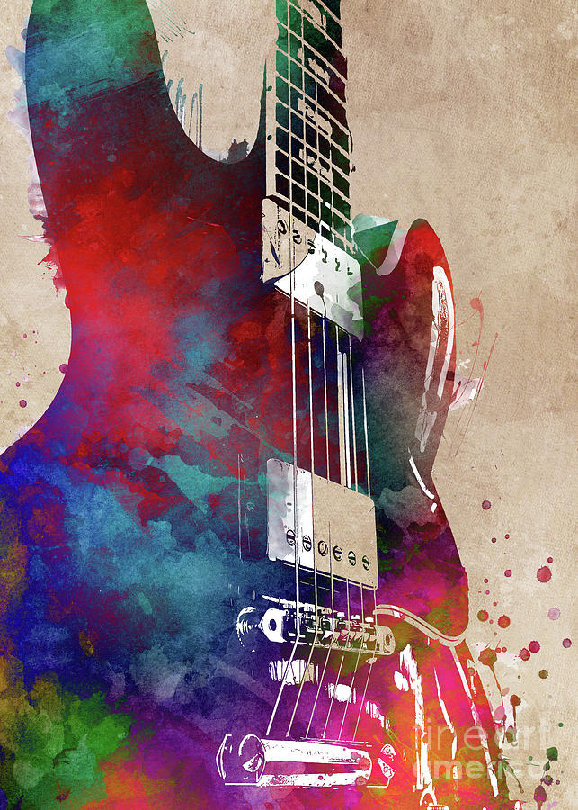 Guitar art 21 #guitar #music Digital Art by Justyna Jaszke JBJart