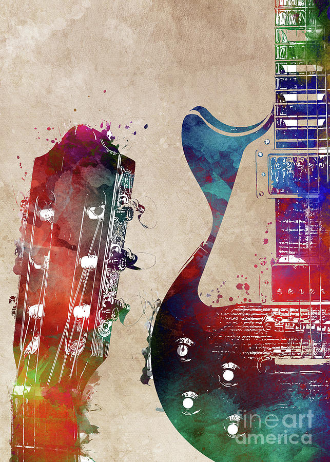Guitar art 24 #guitar #music Digital Art by Justyna Jaszke JBJart