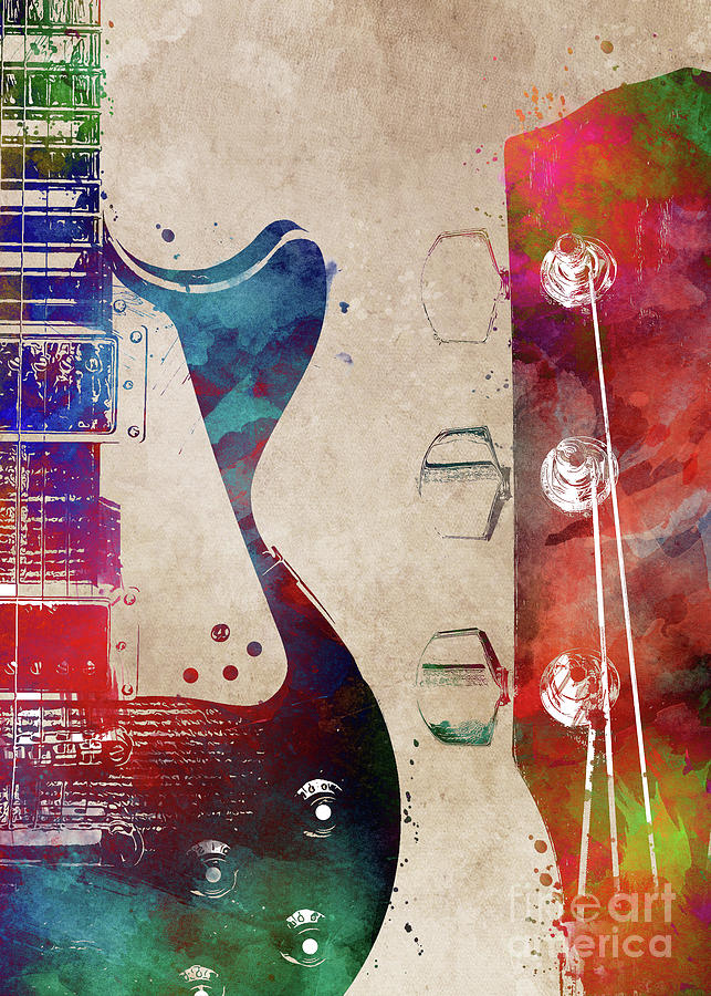 Guitar art 3 #guitar #music Digital Art by Justyna Jaszke JBJart