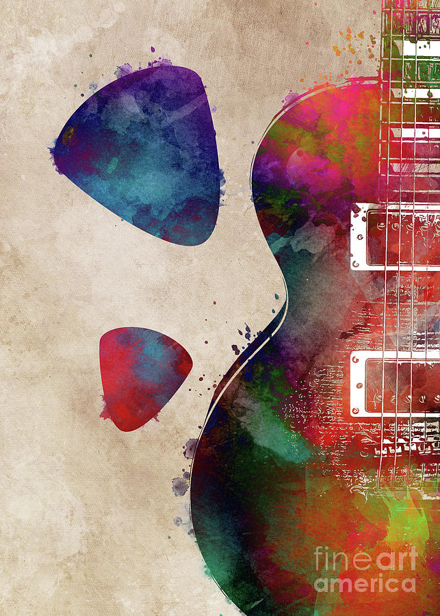Guitar art 5 #guitar #music Digital Art by Justyna Jaszke JBJart
