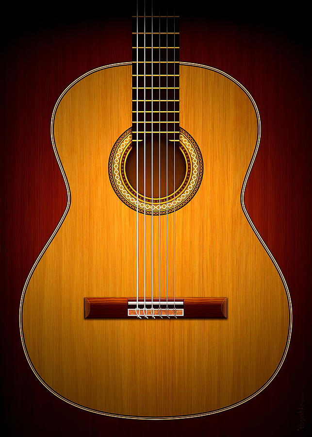 Guitar Classic Guitar Digital Art by Towery Hill - Pixels