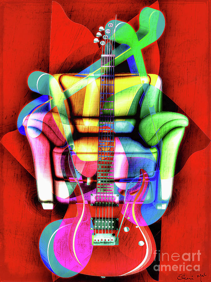 Abstract Digital Art - Guitar by Eleni Synodinou