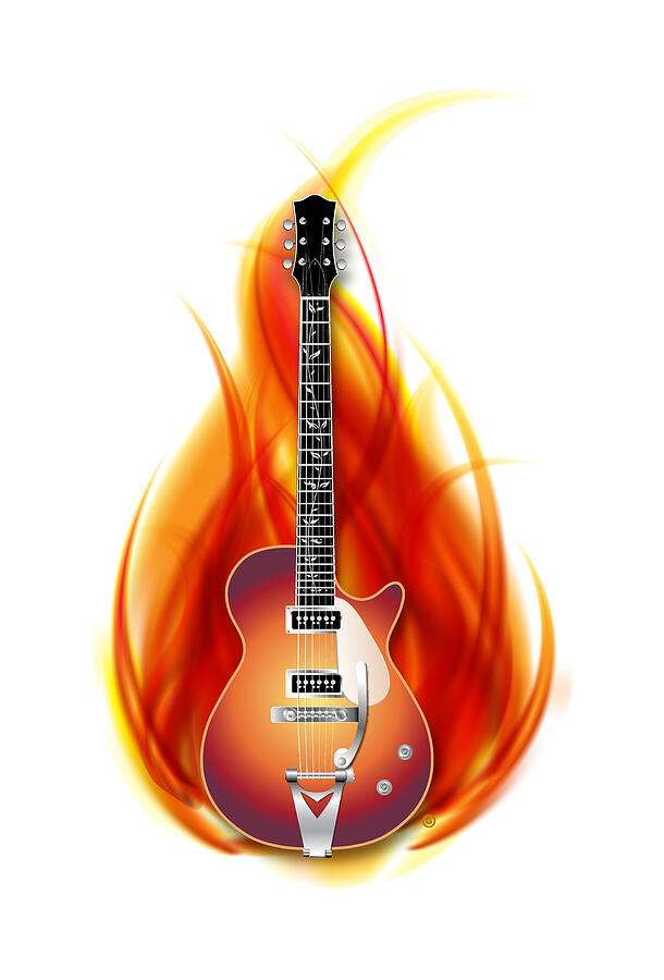 Guitar Flames Digital Art by Gary Grayson