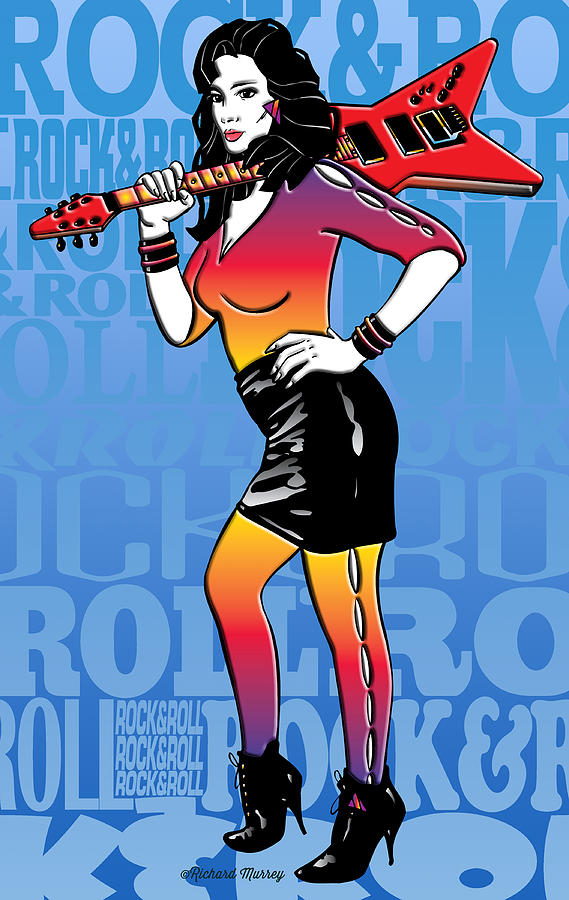 Guitar Gal 3 Digital Art by Richard Murrey