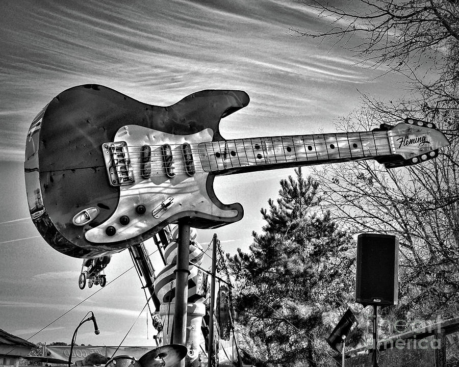 Guitar in the Sky black and white Photograph by Paul Ward