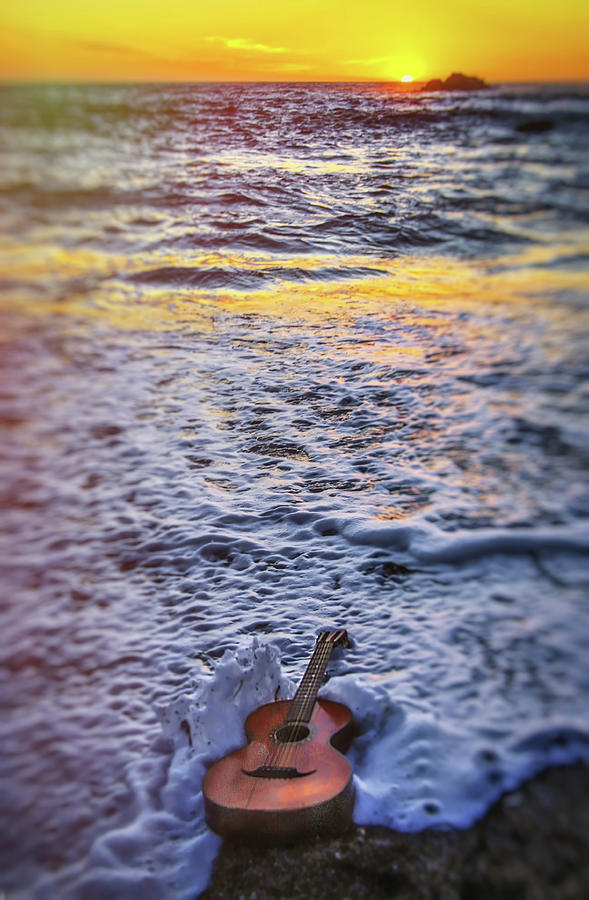Guitar In The Surf Photograph by Garry Gay