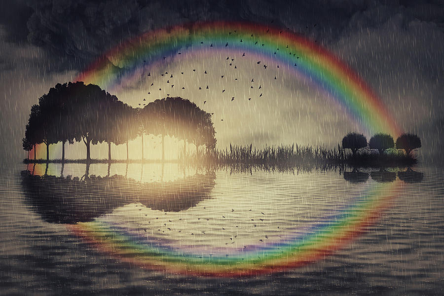 Guitar island over the rainbow Digital Art by PsychoShadow ART