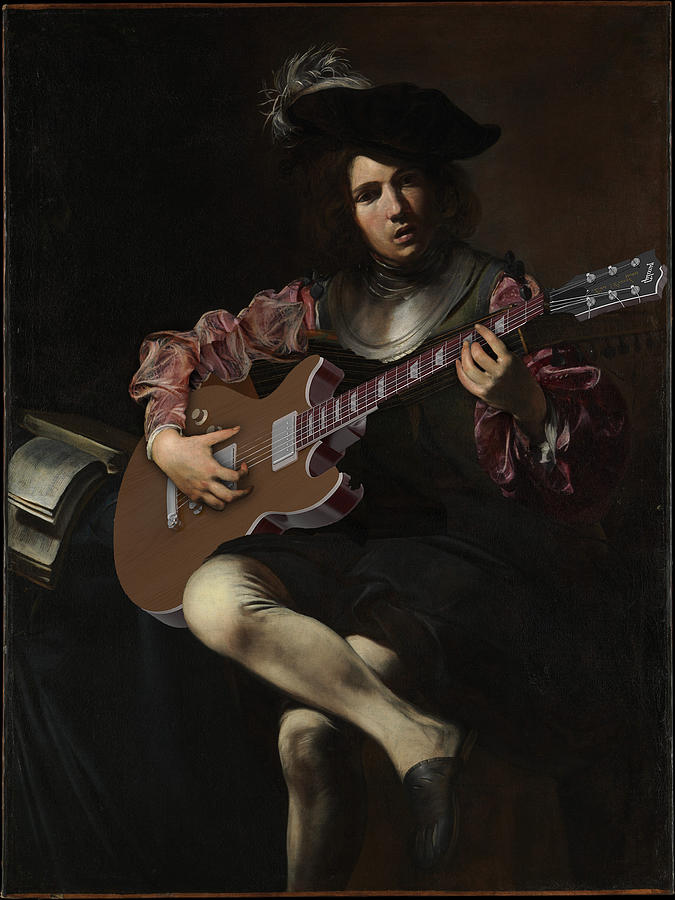 Guitar Johannes Vermeer Painting by Tony Rubino