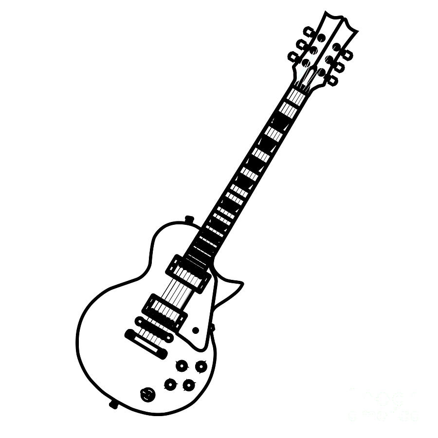 Guitar Line Drawing Digital Art by Bigalbaloo Stock - Fine Art America