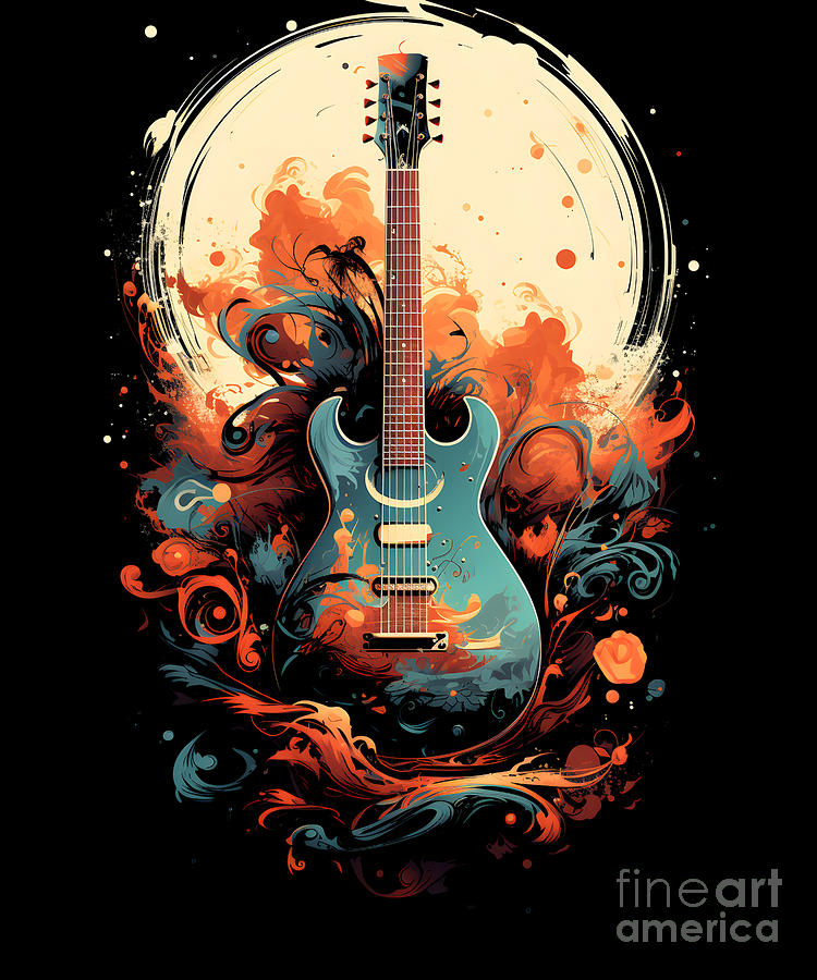 Guitar Moon Color Digital Art by Megan Miller - Fine Art America