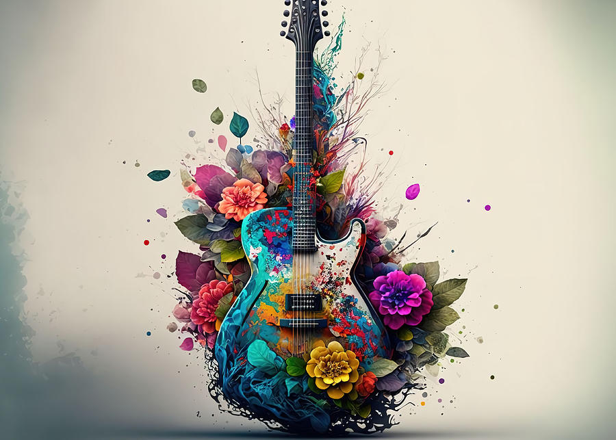 Guitar Music Poster Painting by Leah Wilkinson - Fine Art America