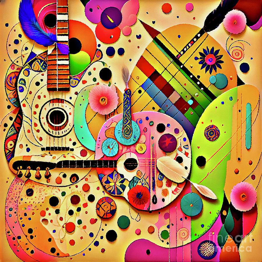 Guitar Patterned Impressions Digital Art by Lauries Intuitive
