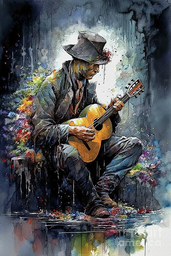 Guitar Player 2  Digital Art by Elaine Manley
