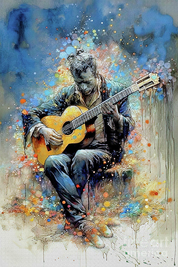 Guitar Player 3  Digital Art by Elaine Manley