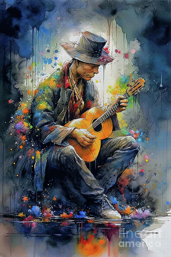 Guitar Player 4  Digital Art by Elaine Manley