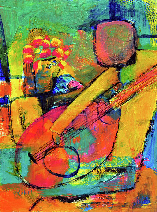Guitar Player Painting by Haleh Mahbod