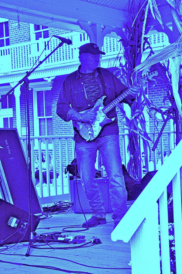 Guitar player in blue Digital Art by Karl Rose