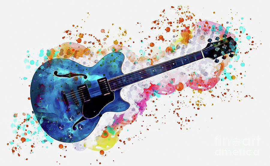 Music Digital Art - Guitar Splash Paint by Ian Mitchell