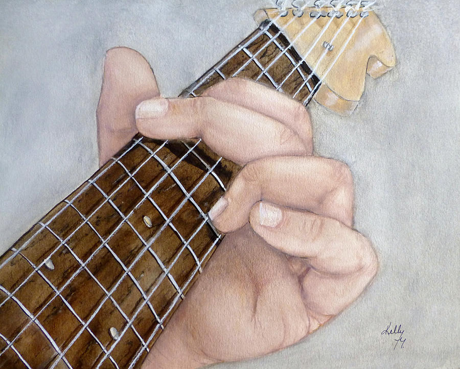 Guitar Strumming Painting by Kelly Mills