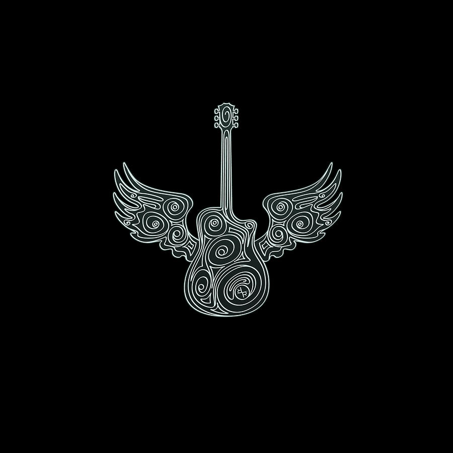 Guitar With Wings T-Shirt Tees Tee Painting by Tony Rubino