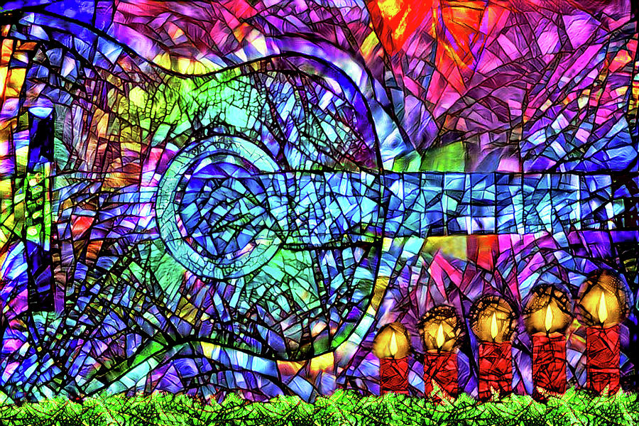 Guitar Worship - Stained Glass Mixed Media by Peggy Collins