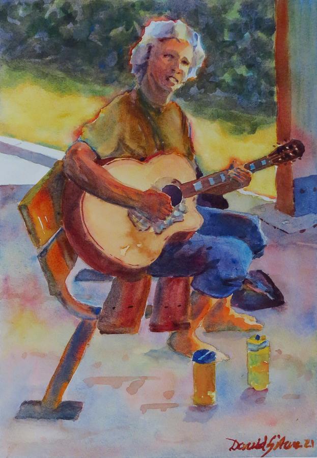 Guitarist at the Park Painting by David Gilmore
