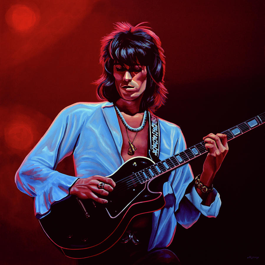 Guitarist Keith Painting Painting by Paul Meijering