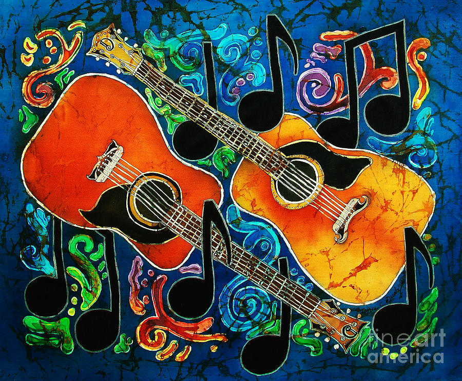 Guitars  Tapestry - Textile by Sue Duda