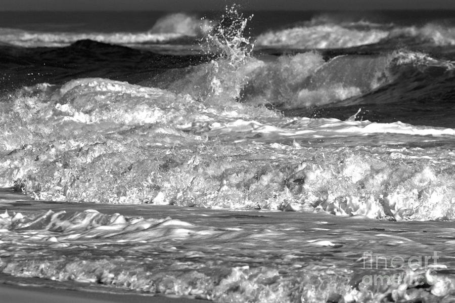 Gulf Coast Summer Waves Black And White Photograph by Adam Jewell