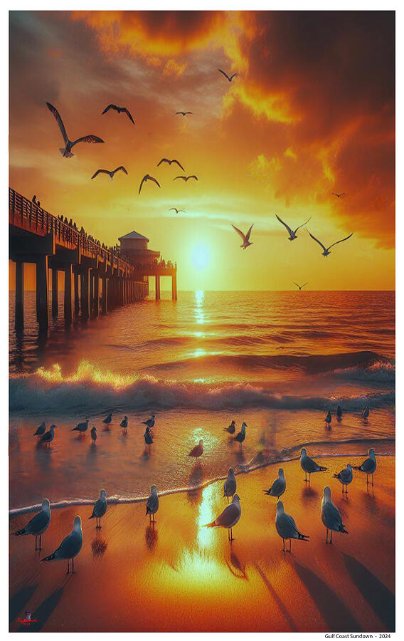 Gulf Coast Sundown Mixed Media by Rogermike Wilson