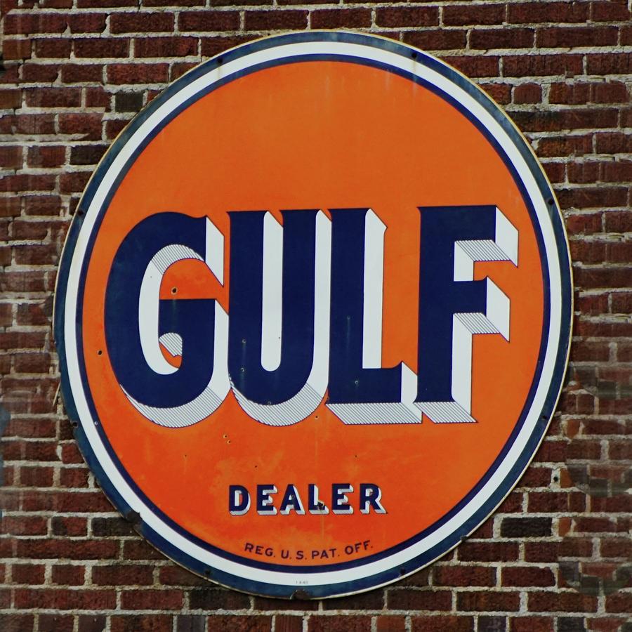 Gulf Dealer Sign Photograph by Bob Mullins