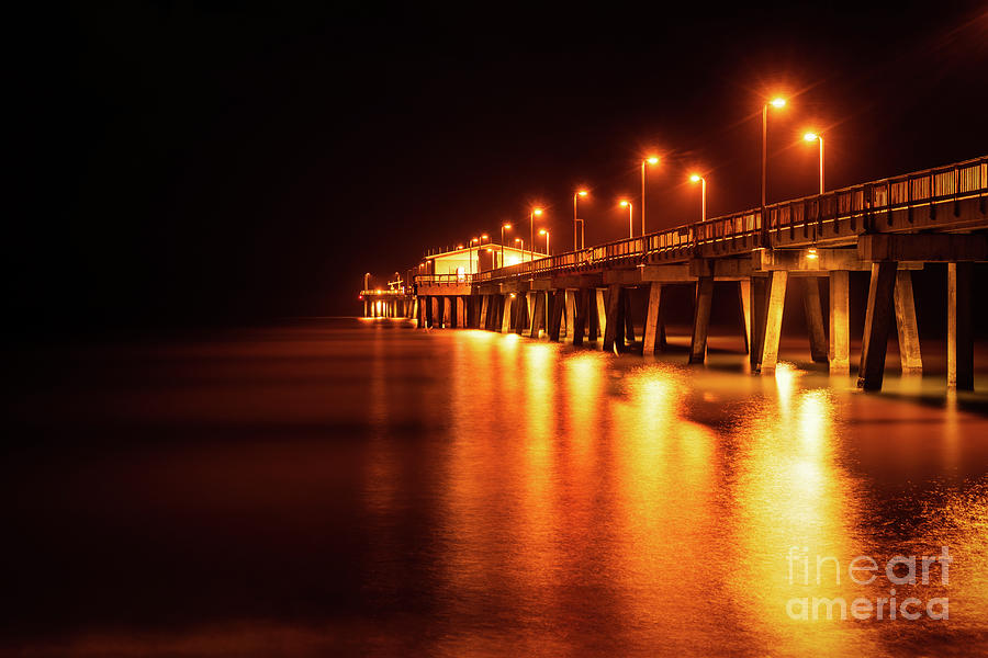 Gulf Shores Alabama Pier at Night Photo Photograph by Paul Velgos